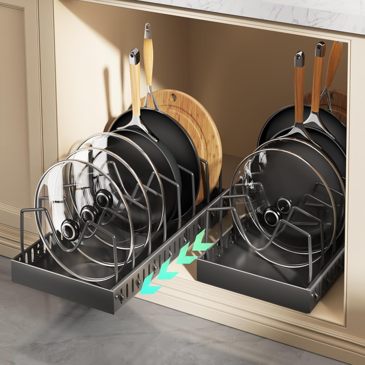 Lozovin Pull Out Pots and Pans Organizer Under Cabinet (2 Pack)