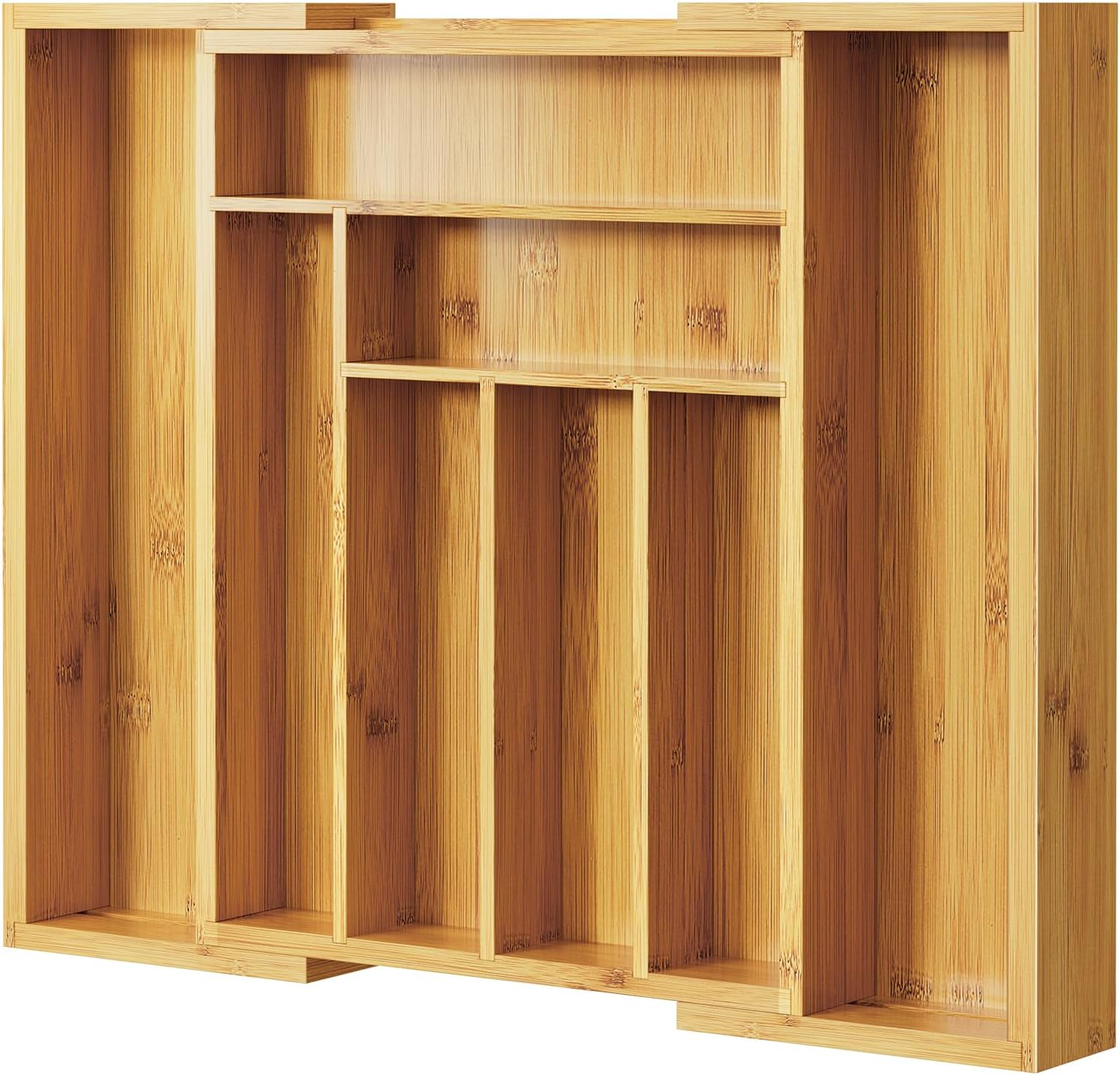 Pipishell Bamboo Expandable Silverware Drawer Organizer