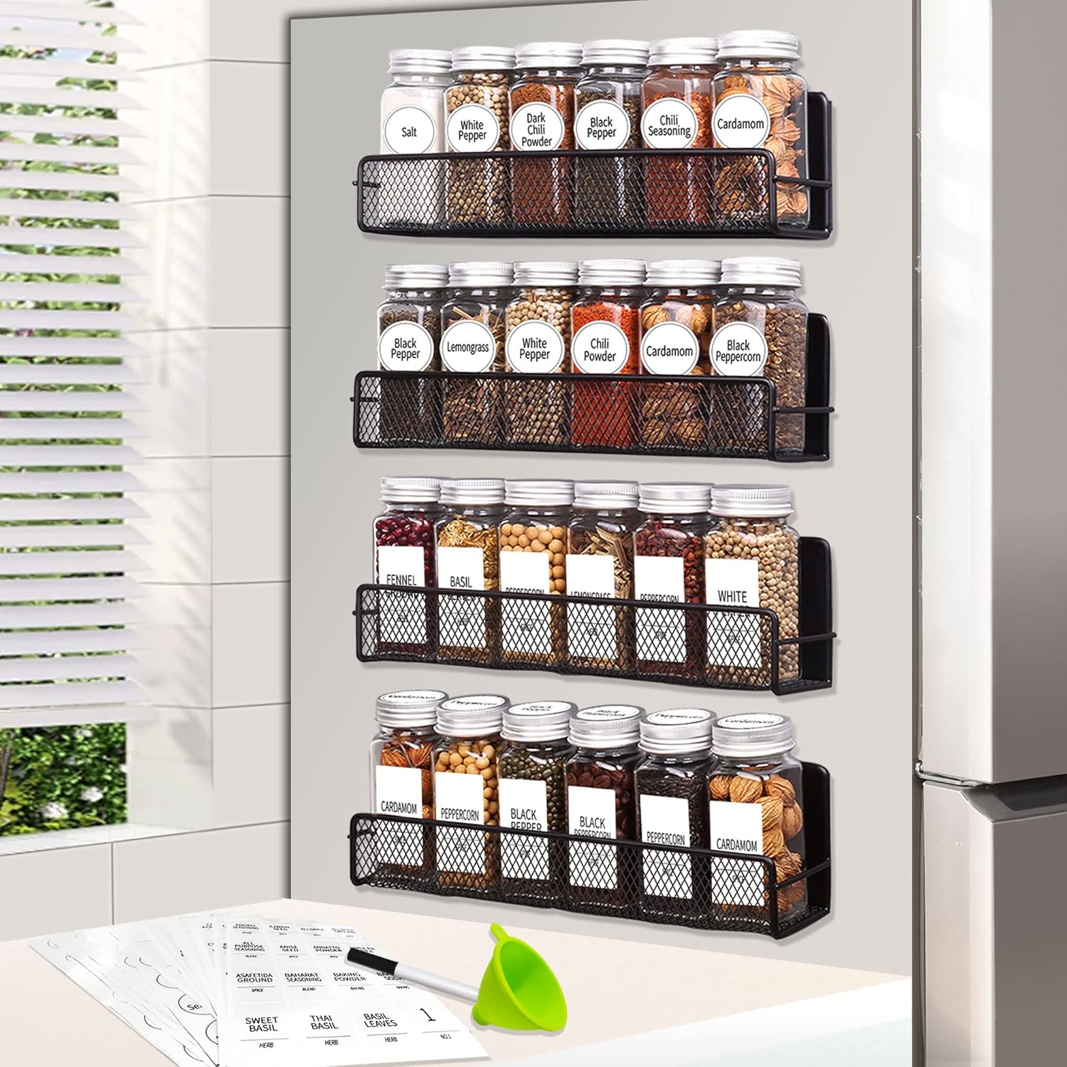 Magnetic Spice Rack with Jars