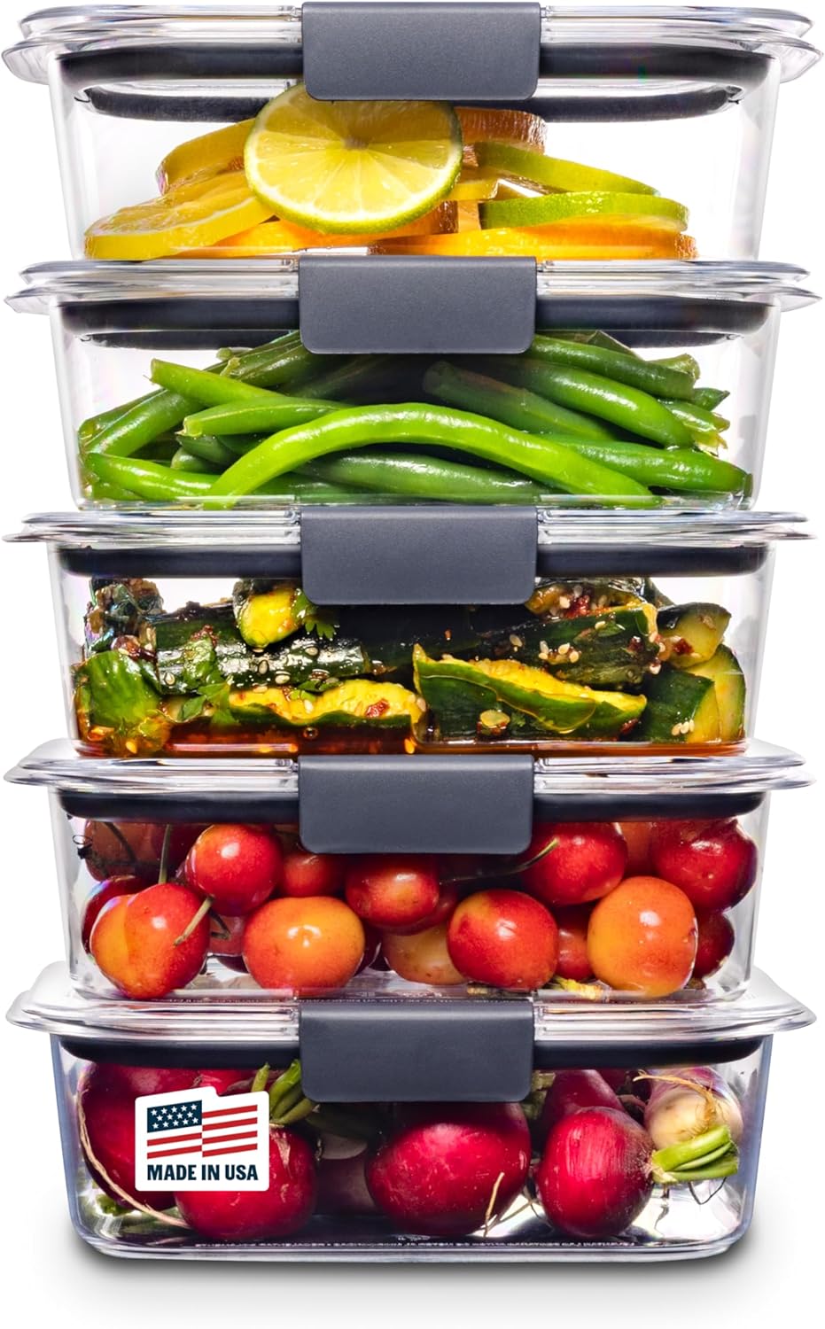 Rubbermaid Brilliance Tritan Plastic Food Storage Containers, Set of 5