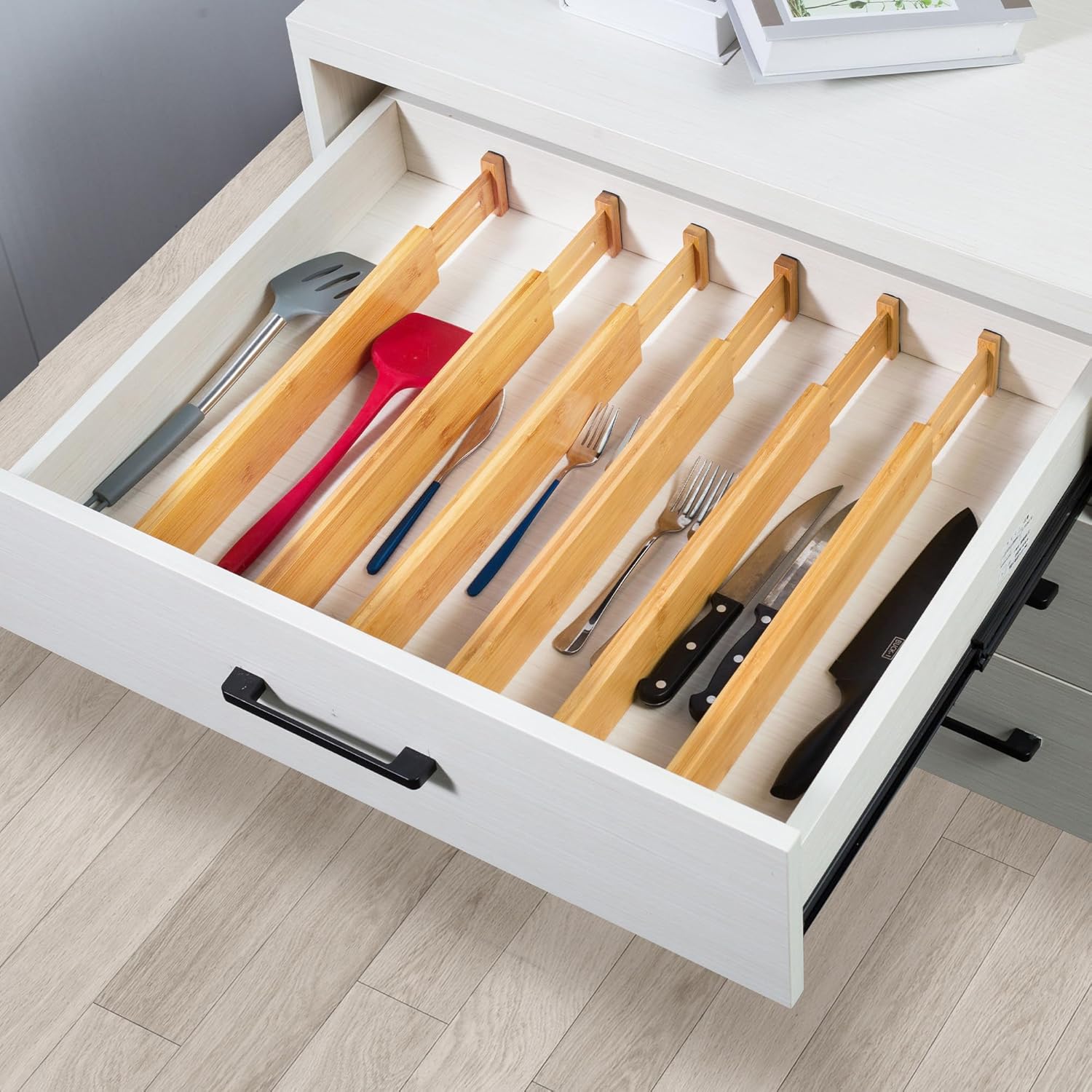 VaeFae 6-Pack Adjustable Bamboo Drawer Dividers