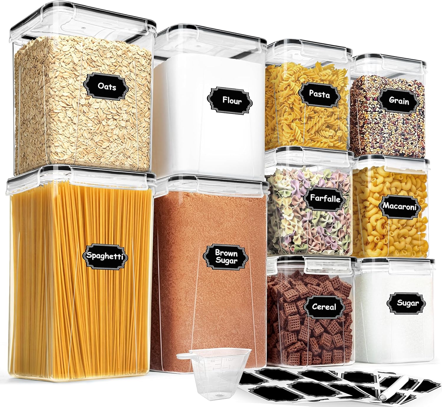Flour Sugar Storage Containers, 10 Pack Large Airtight BPA Free Plastic Canisters