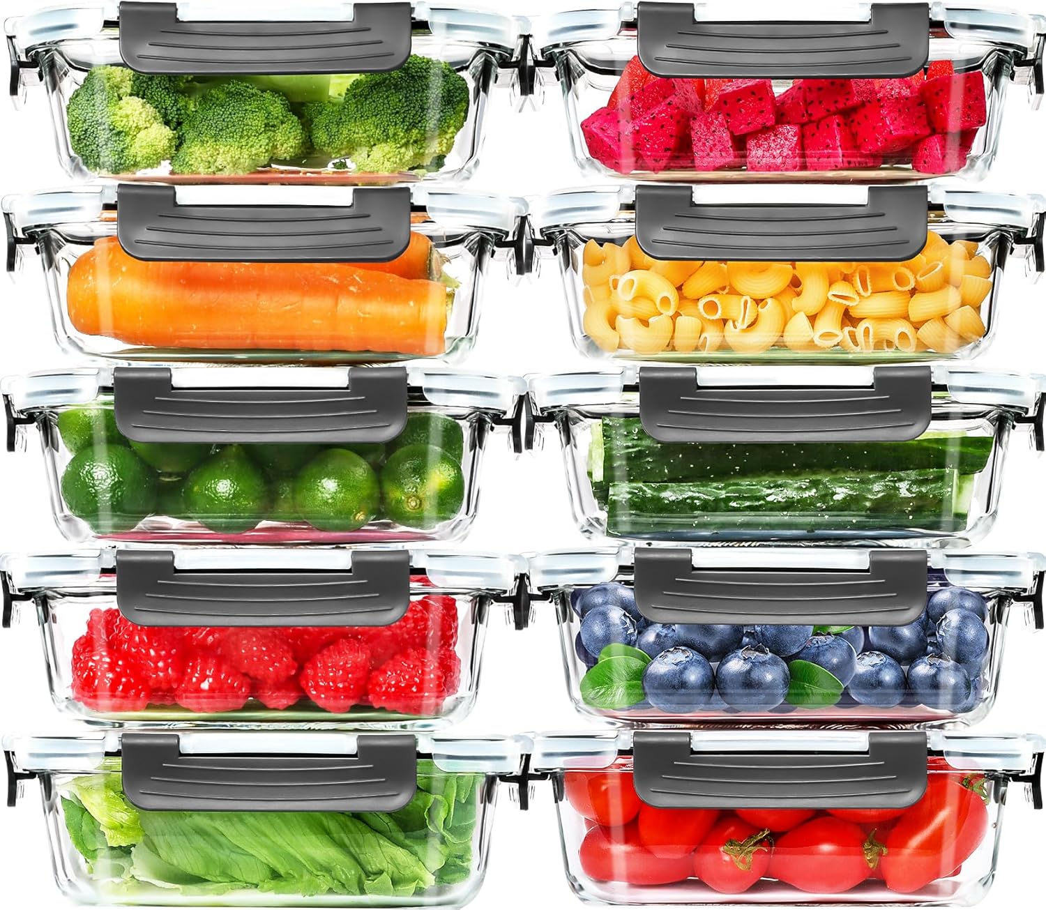 Skroam 10-Pack 22 oz Glass Meal Prep Containers