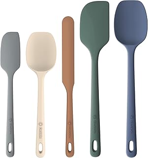 ChefAide 5 Pieces Silicone Spatula Set, Ergonomic Grip, Heat Resistant to 600F
