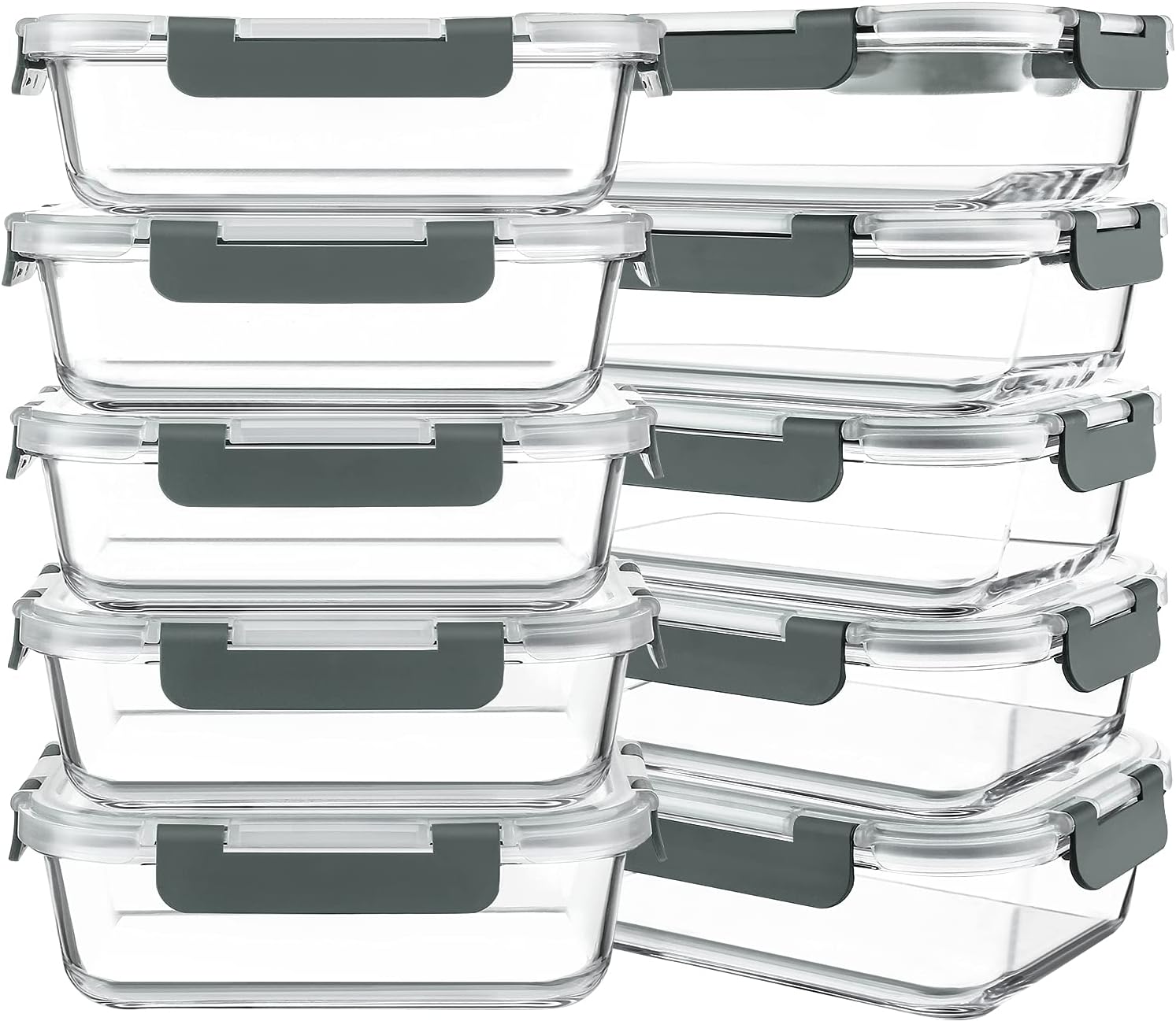 10-Pack 30 oz Glass Meal Prep Containers
