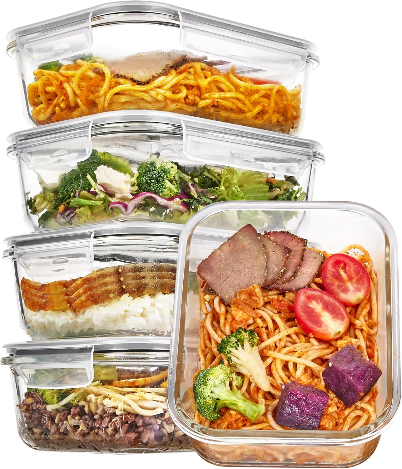 Vtopmart 5-Pack 35 oz Glass Food Storage Containers